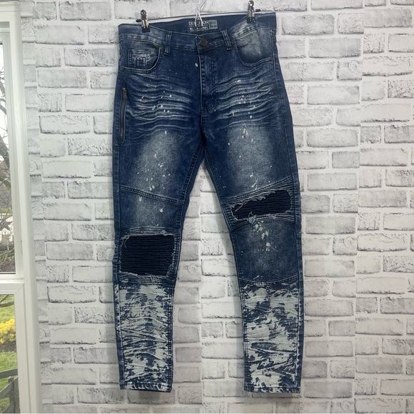 Demolition Black Label Acid Splash Distressed Jeans 34/30 - Picture 1 of 14